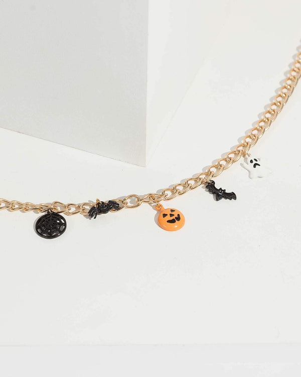Gold Halloween Charm Necklace | Necklaces