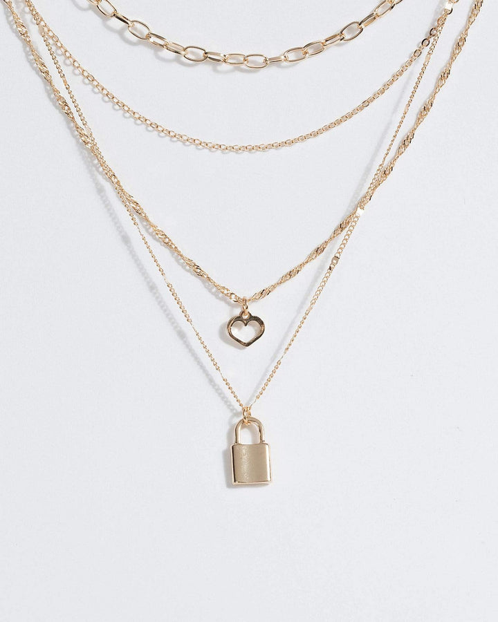 Gold Heart And Padlock Necklace | Necklaces