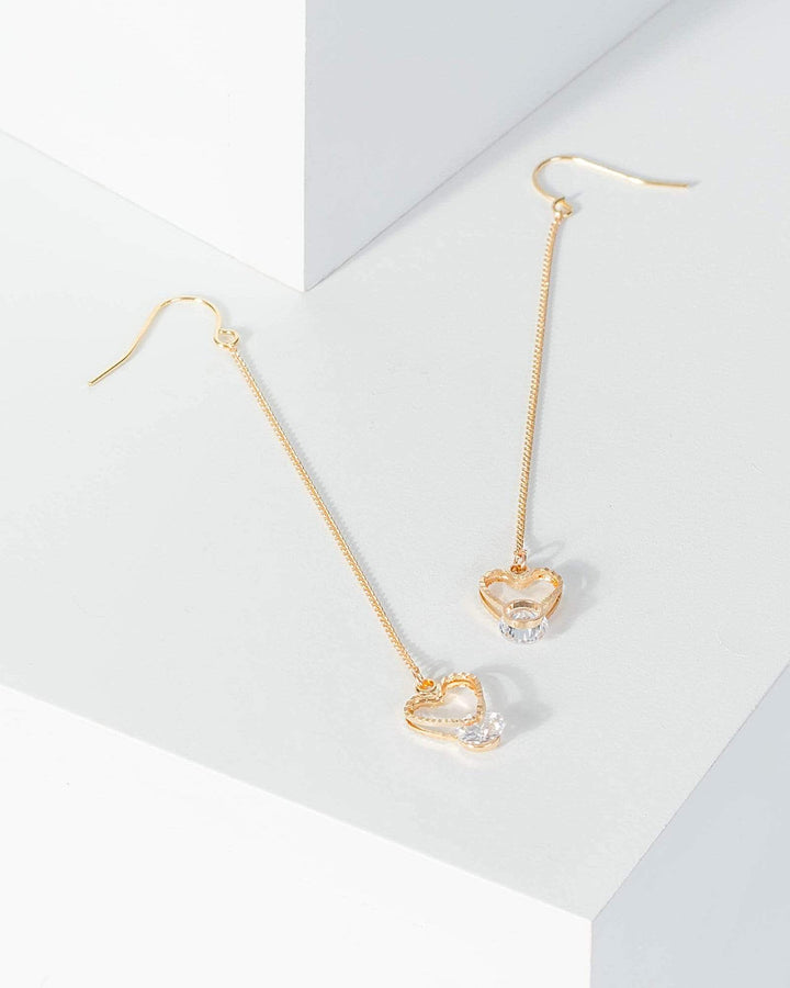 Gold Heart Chain Drop Earrings | Earrings