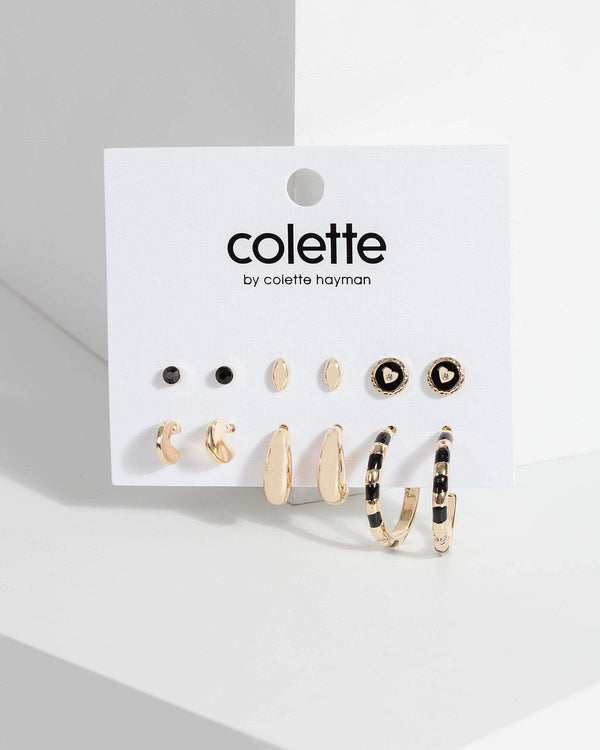 Gold Heart Texture Hoop Multi Pack Earrings | Earrings