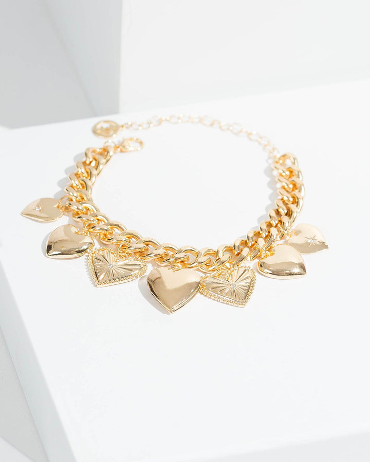 Colette by Colette Hayman Gold Hearts Pendant Charm Bracelet