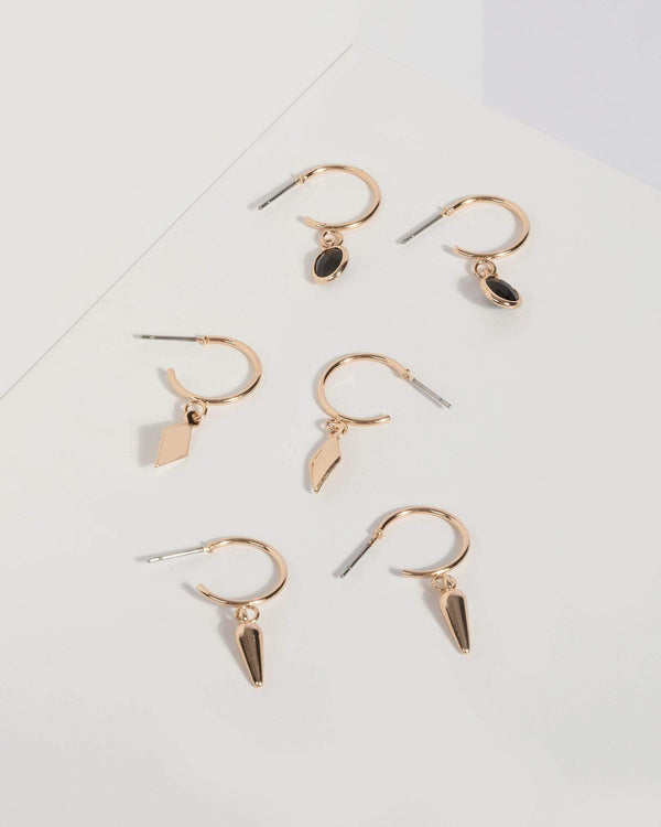 Gold Hoop with Charm Earrings | Earrings