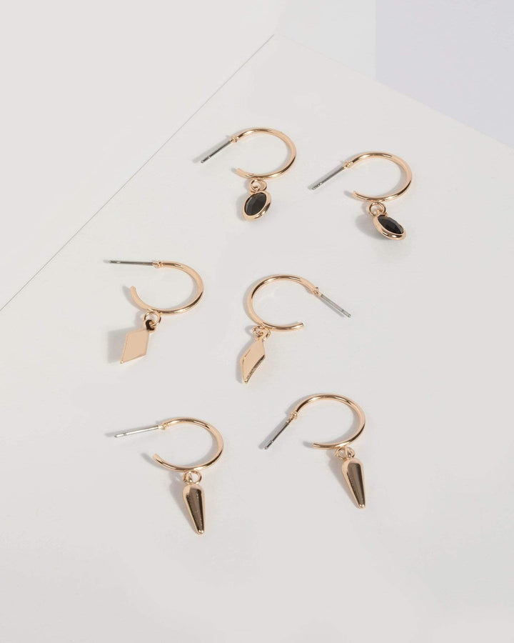 Gold Hoop with Charm Earrings | Earrings