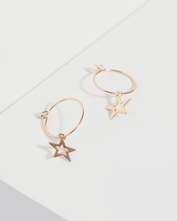 Gold Hoop With Star Earrings | Earrings