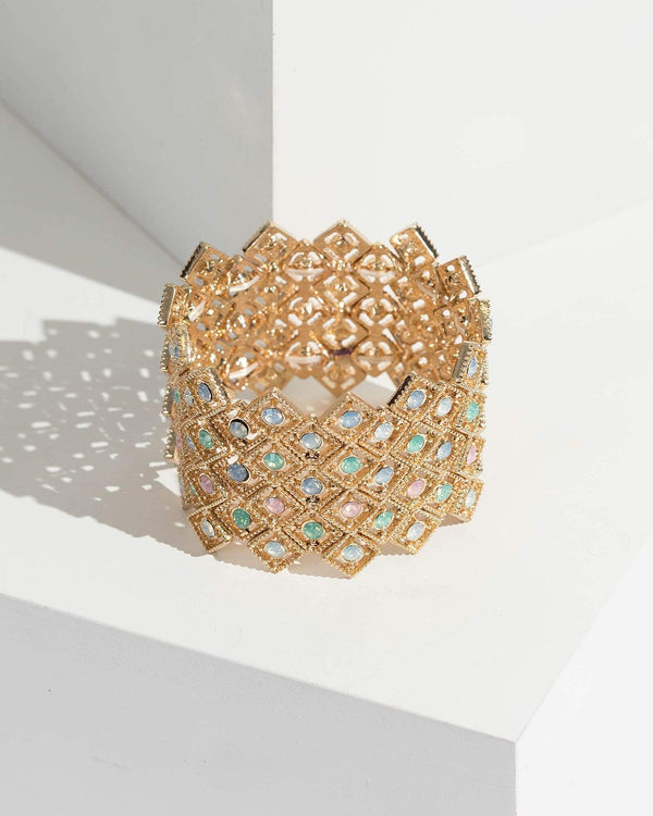 Colette by Colette Hayman Gold Intricate Crystal Stretch Bracelet