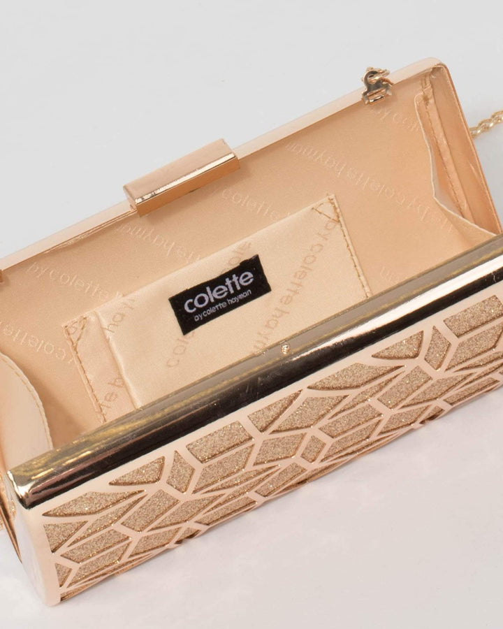 Gold Kari Geo Hardcase Clutch | Clutch Bags