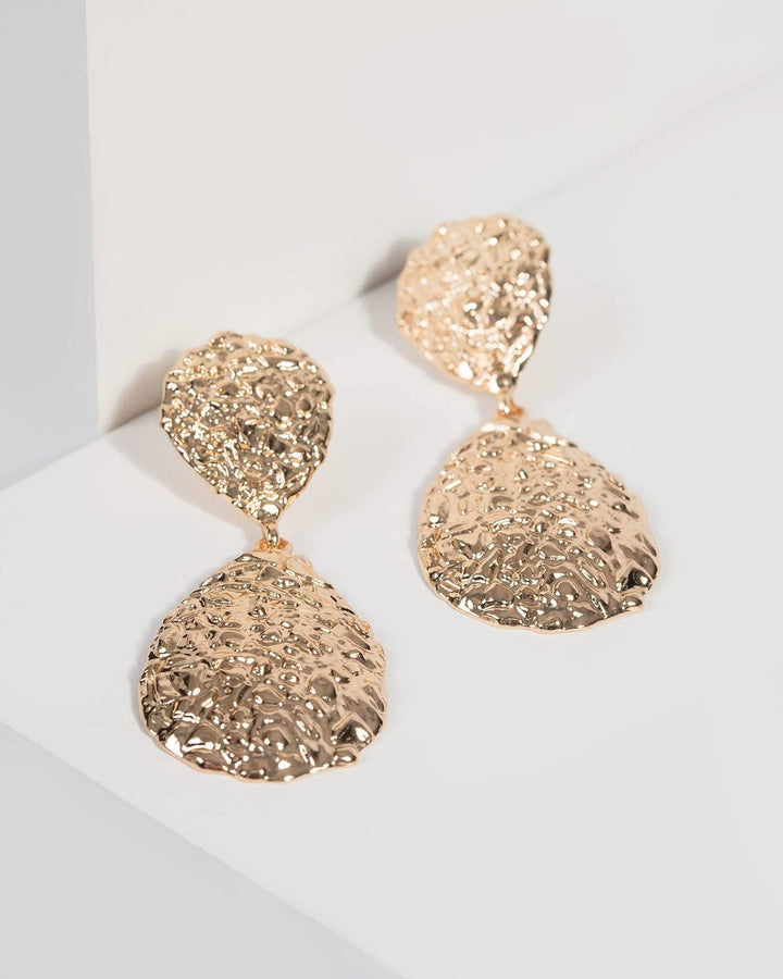 Gold Large Metal Drop Earrings | Earrings