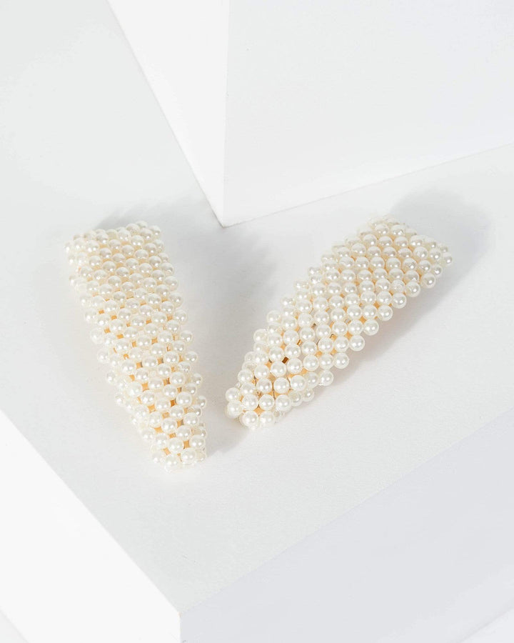 Gold Large Pointed Pearl Hair Clips | Accessories