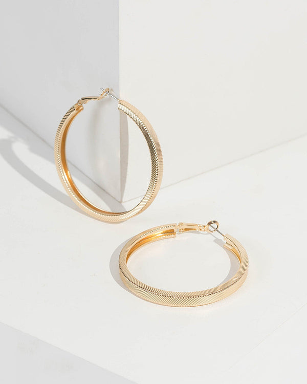Gold Large Textured Hoop Earrings | Earrings