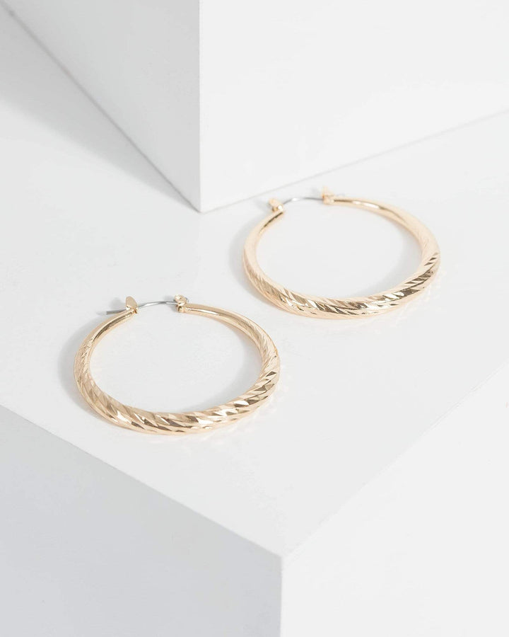 Gold Large Twist Hoop Earrings | Earrings