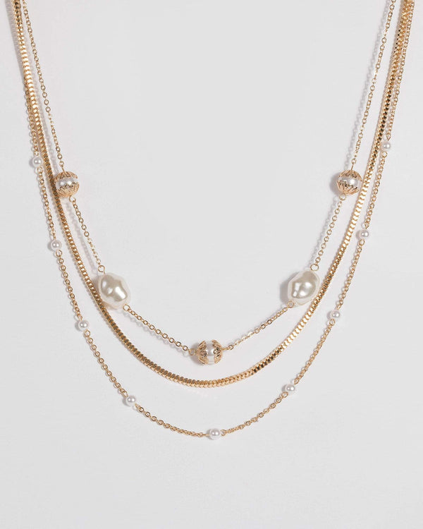 Gold Layer Pearl Necklace | Necklaces