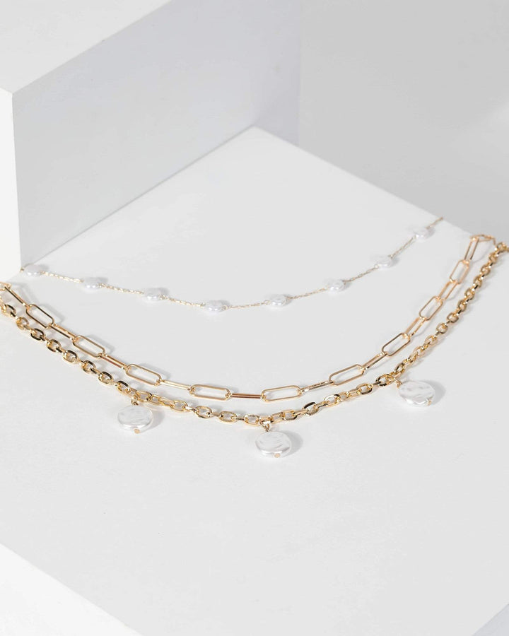 Colette by Colette Hayman Gold Layered Chains And Pearls Necklaces
