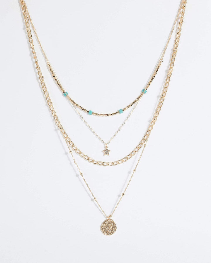 Gold Layered Chains With Pendant Necklace | Necklaces