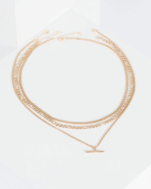 Gold Layered Flat Bar Necklace | Necklaces