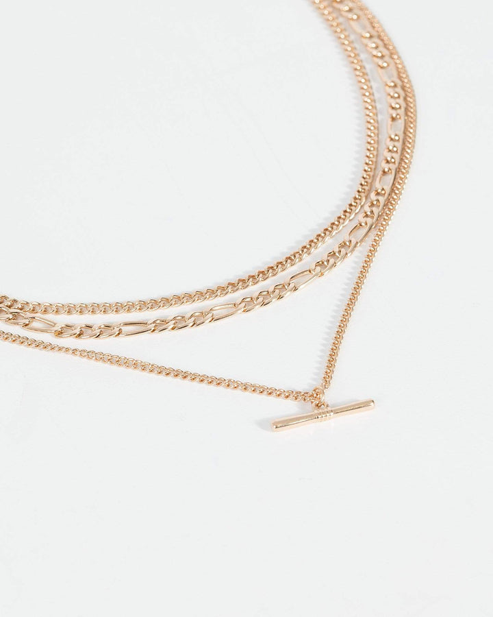 Gold Layered Flat Bar Necklace | Necklaces