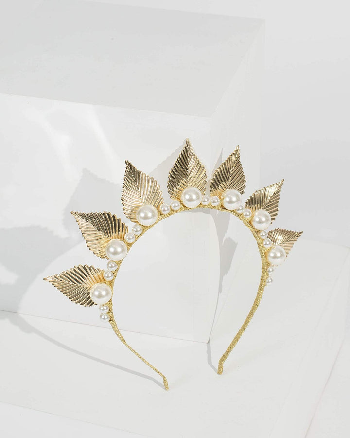Gold Leaf And Pearl Headband | Hair Accessories