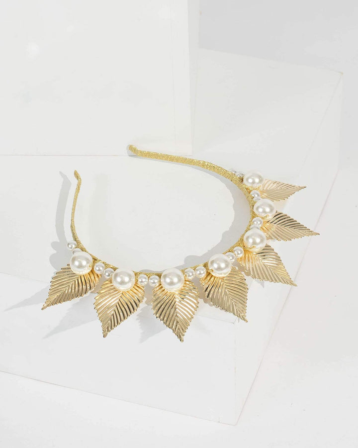 Gold Leaf And Pearl Headband | Hair Accessories