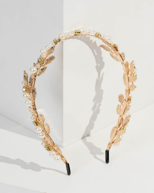 Gold Leaf Crossover Headband | Hair Accessories