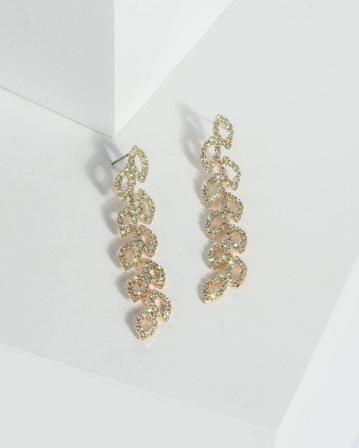 Gold Leaf Crystal Drop Earrings | Earrings