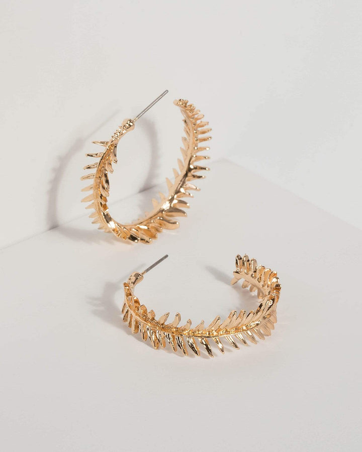 Gold Leaf Detail Hoop Earrings | Earrings