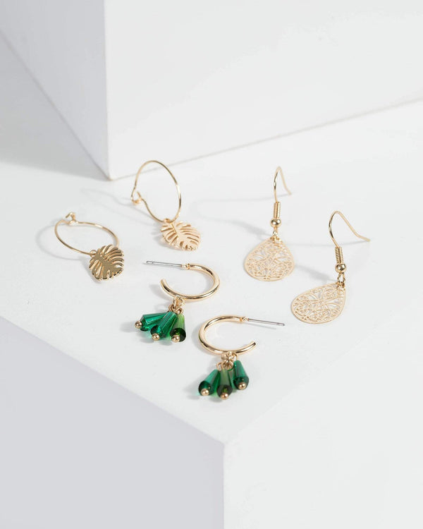 Gold Leaf Hoop Multi Pack Earrings | Earrings