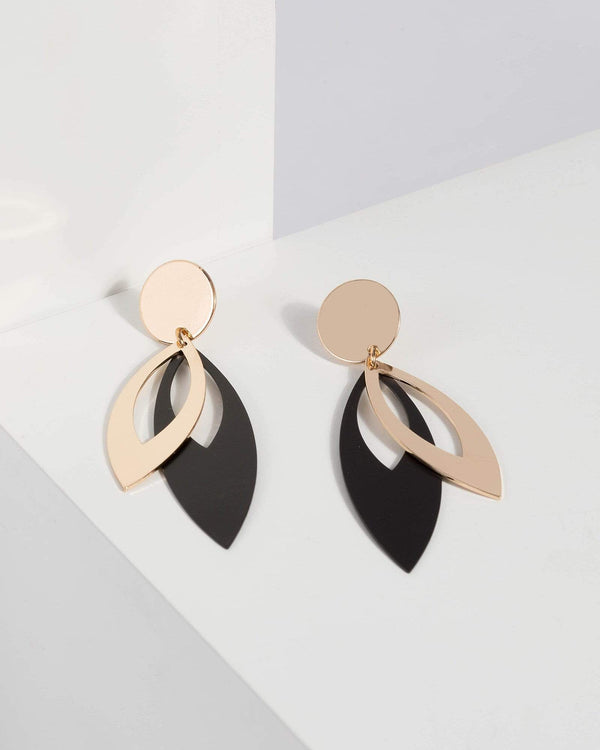 Gold Leaf Shape Layered Drop Earrings | Earrings