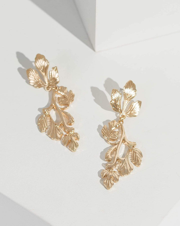 Gold Leaf Statement Drop Earrings | Earrings