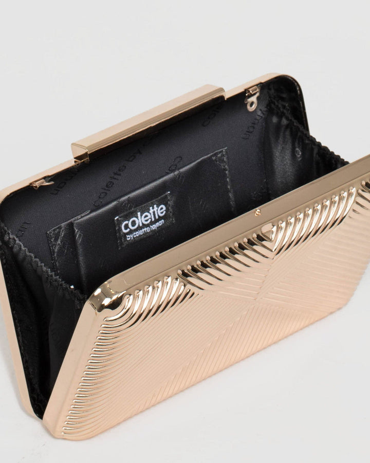 Gold Lexi Hardcase Clutch Bag | Clutch Bags