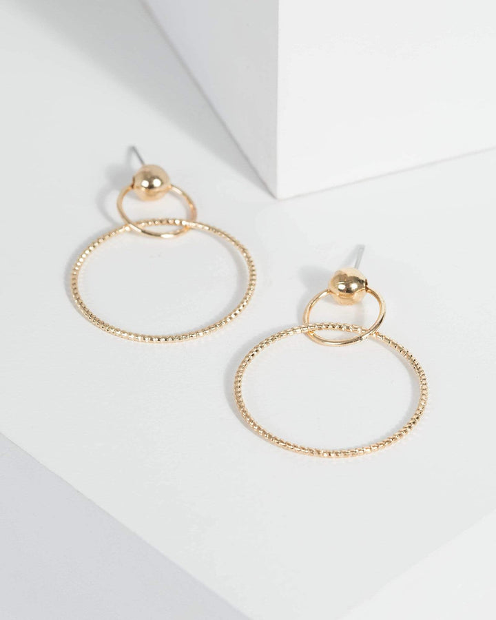 Gold Link Ring Drop Earrings | Earrings