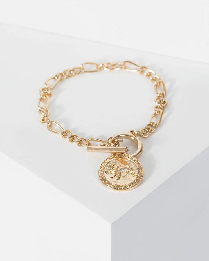 Gold Linked Chain Pendant Bracelet | Wristwear