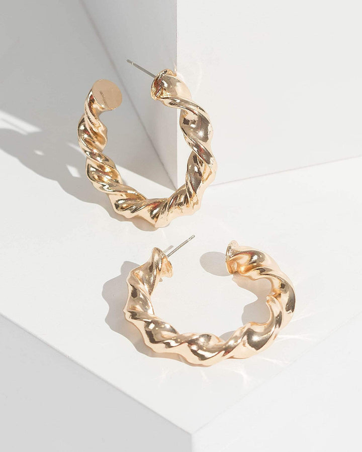 Colette by Colette Hayman Gold Liquid Look Twisty Hoops Earrings