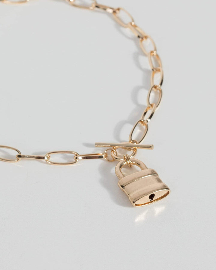 Gold Lock Toggle Necklace | Necklaces