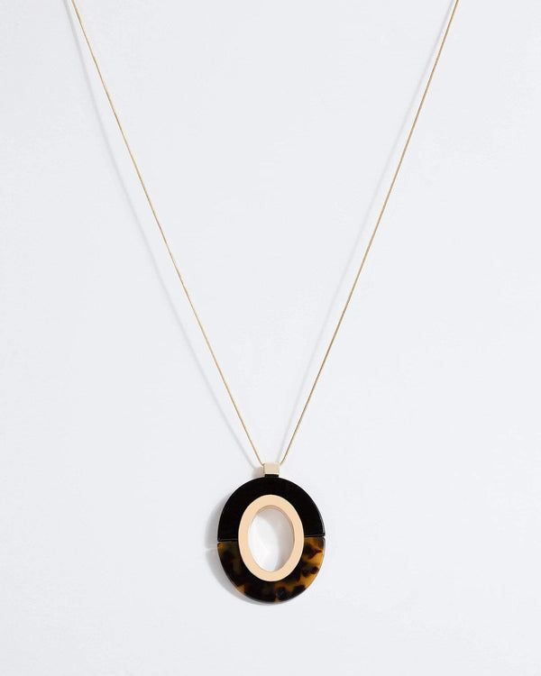 Gold Long Acrylic Disc Snake Chain Necklace | Necklaces