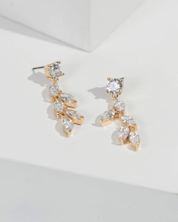 Gold Long Crystal Drop Earrings | Earrings