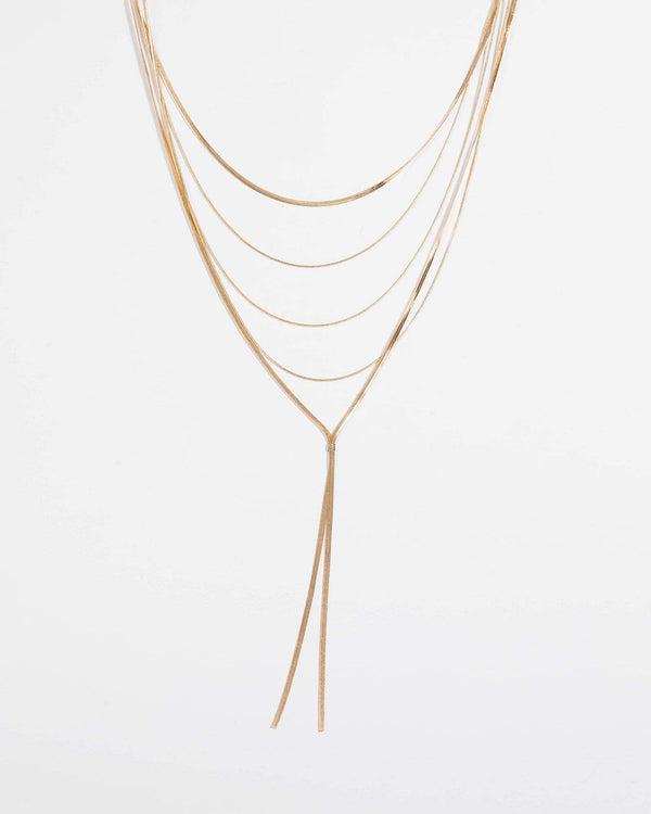 Gold Long Multi Chain Drop Necklace | Necklaces
