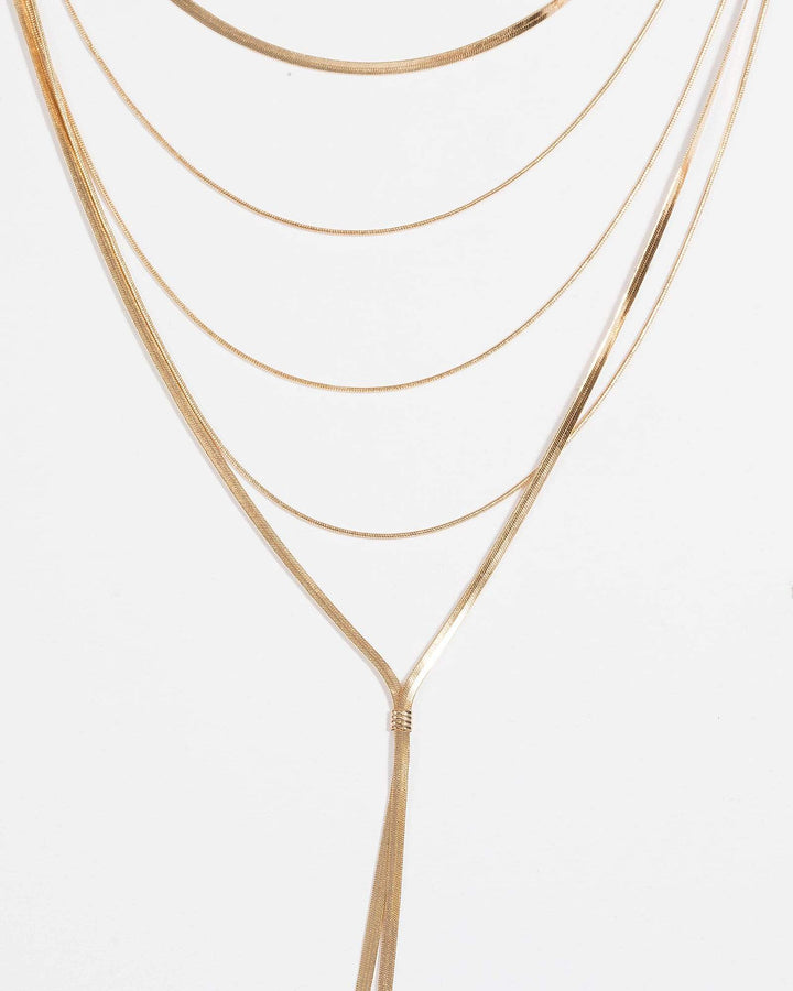 Gold Long Multi Chain Drop Necklace | Necklaces