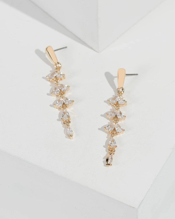 Gold Long Segment Drop Earrings | Earrings