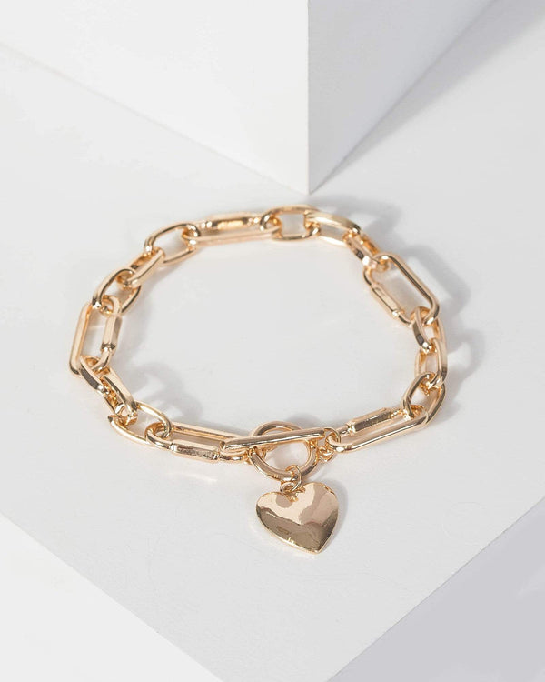 Gold Love Heart Toggle Bracelet | Wristwear