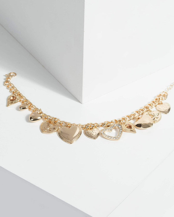 Gold Love Hearts Charm Bracelet | Wristwear