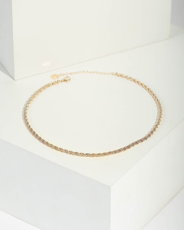 Gold Medium Twisted Chain Necklace | Necklaces