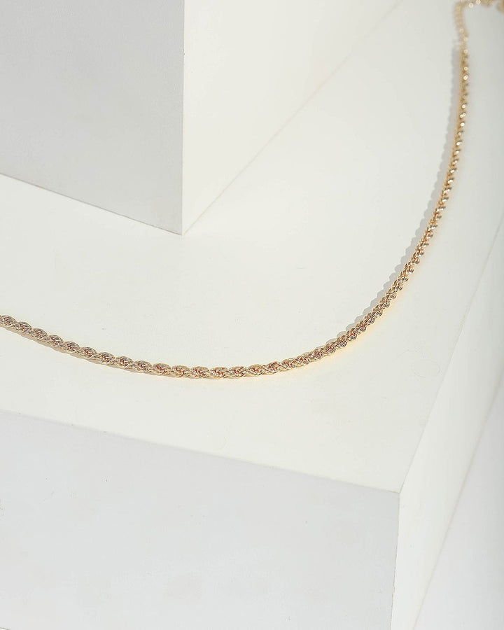 Gold Medium Twisted Chain Necklace | Necklaces
