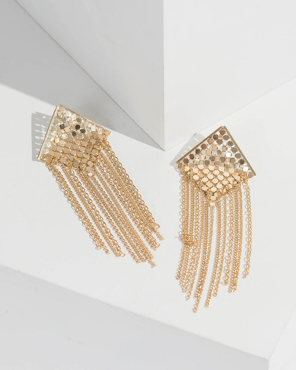 Gold Mesh Tassel Drop Earrings | Earrings
