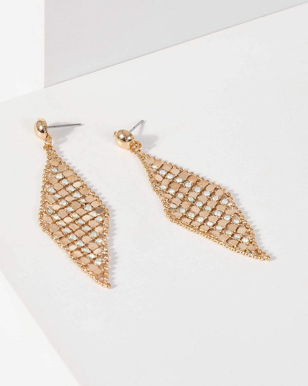 Gold Meshed Tassel Drop Earrings | Earrings