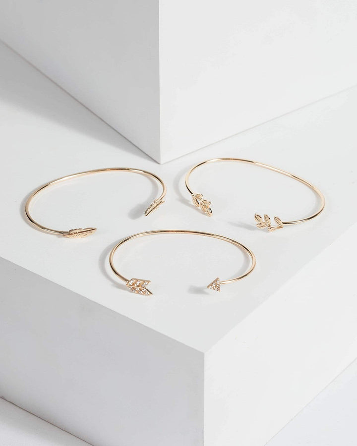 Gold Metal 3 Pack Fine Cuff Bracelet | Wristwear