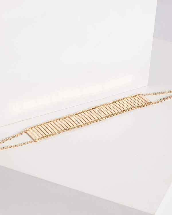 Gold Metal Bar Choker Necklace | Chokers