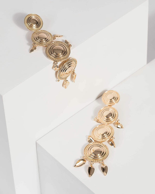 Gold Metal Circle Drop Earrings | Earrings