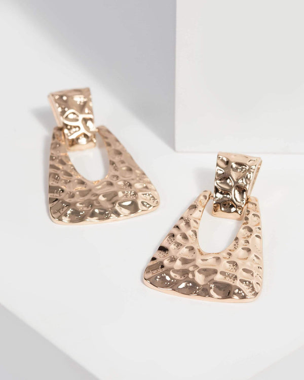 Gold Metal Doorknocker Earrings | Earrings