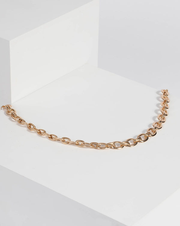 Gold Metal Double Link Chain Necklace | Necklaces