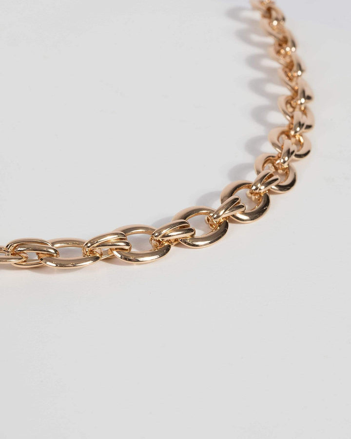 Gold Metal Double Link Chain Necklace | Necklaces