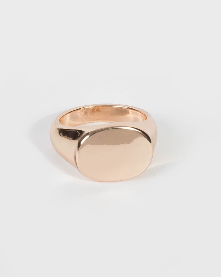 Gold Metal Face Signet Ring | Rings